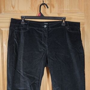 J. Jill Cordouroy Pants Black Cotton Stretch Straight Leg Flat Front 14P Petite